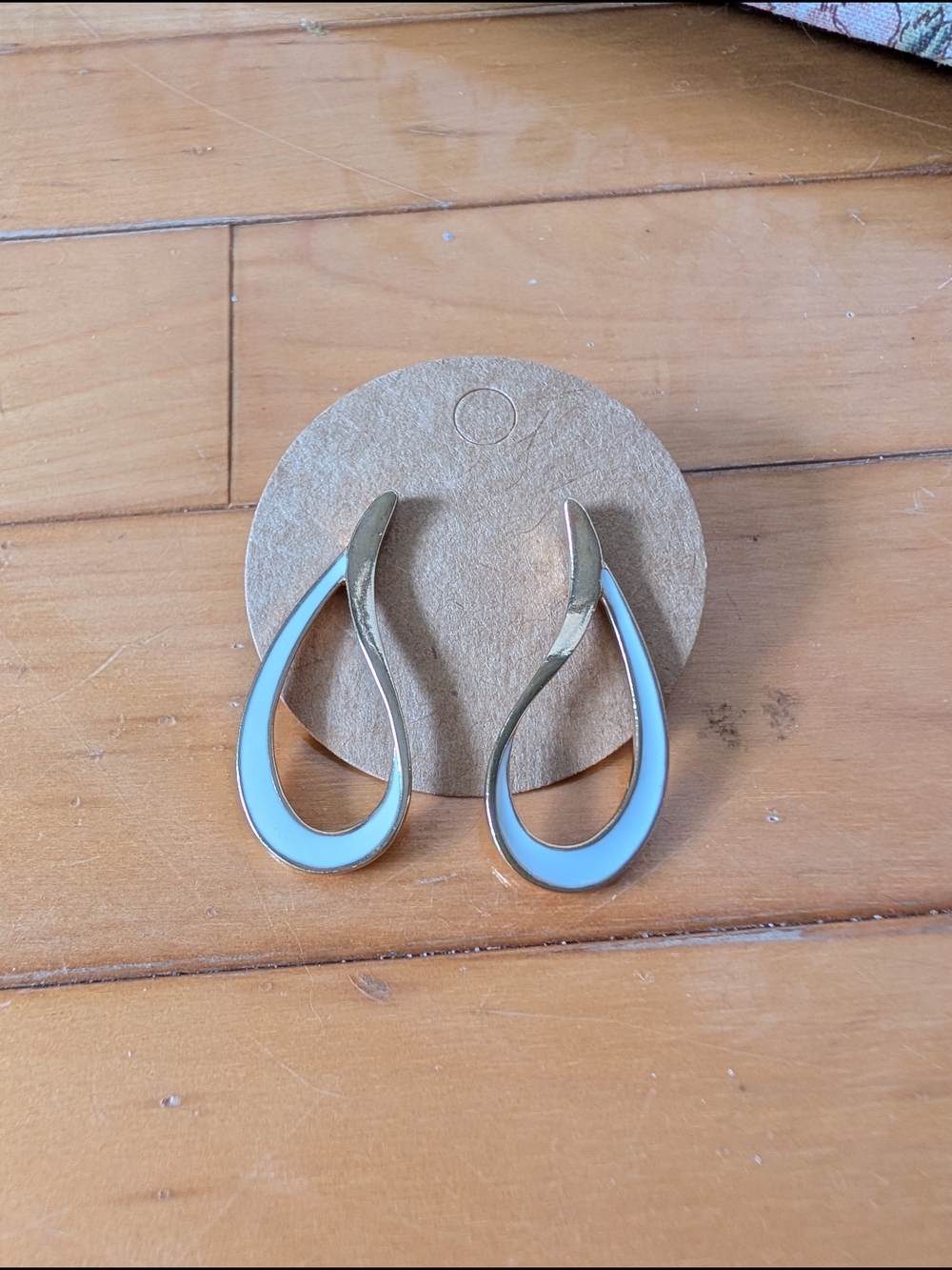Teardrop Enamel And Gold Tone Earrings